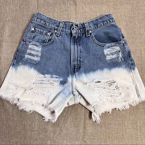 Vintage MiUSA Levis Silver Tab Custom Destroyed Bleached Jean Shorts Denim 7 8